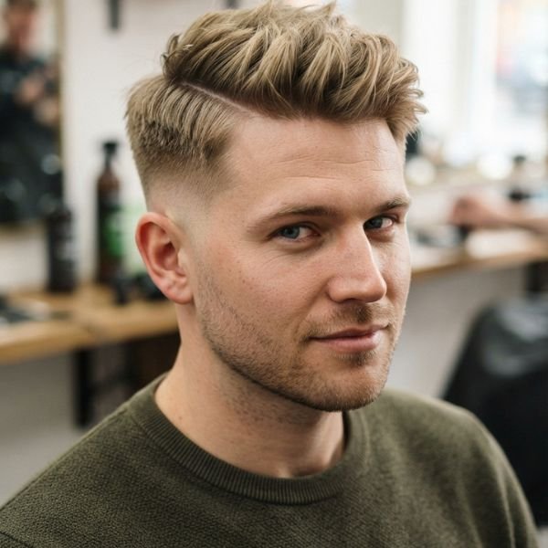 Blonde Low Taper Fade Side Part