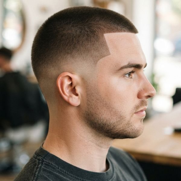 Buzz Cut with Sharp Edge Up
