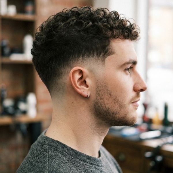 Curly Low Taper Fade Buzz Cut