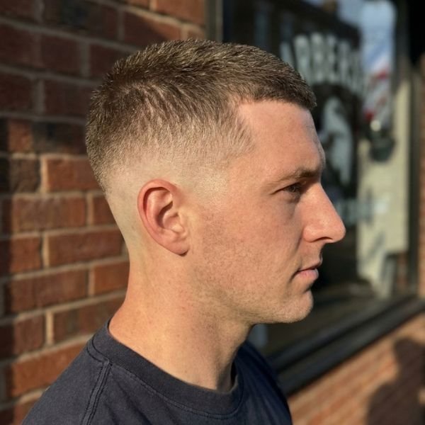 High Contrast Low Taper Fade Buzz Cut