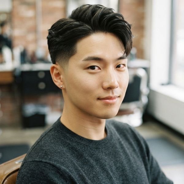 Layered Low Taper Fade Side Part