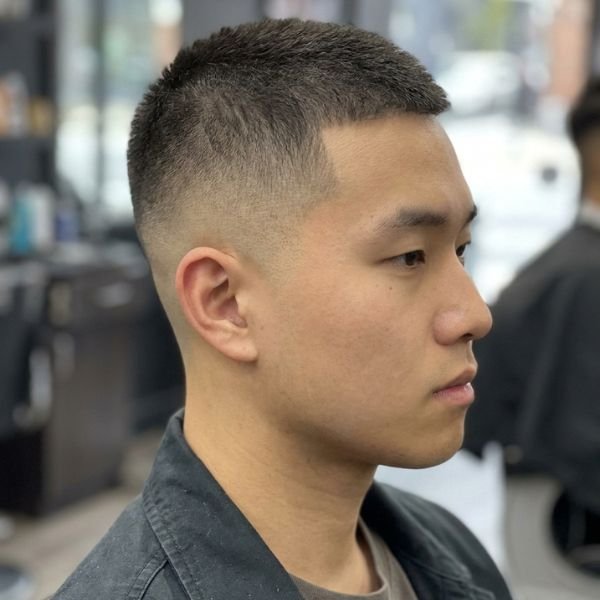 Low Taper Fade Buzz Cut for Asian Men
