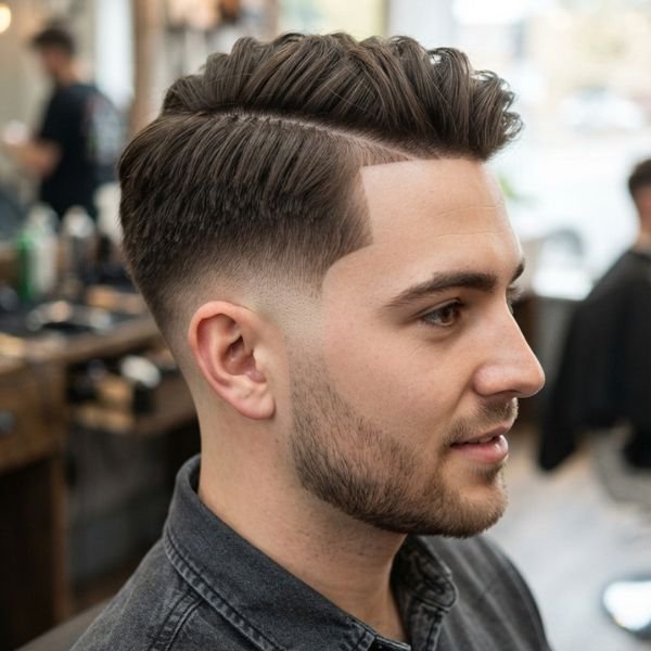 Low Taper Fade Side Part with Line Up