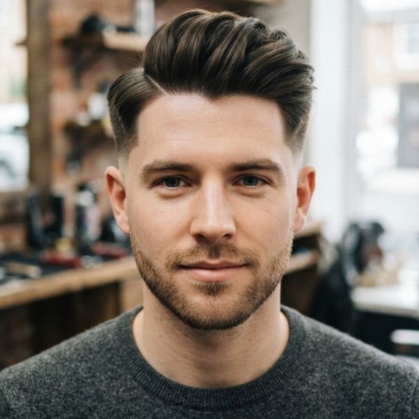 Low Taper Fade Side Part with Volume