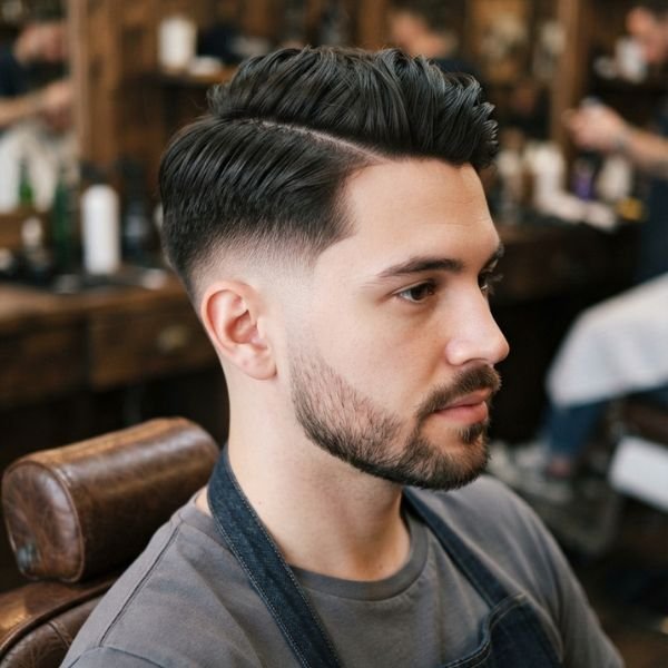 Side part low taper