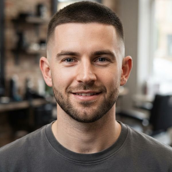 Straight Hair Low Taper Fade Buzz Cut