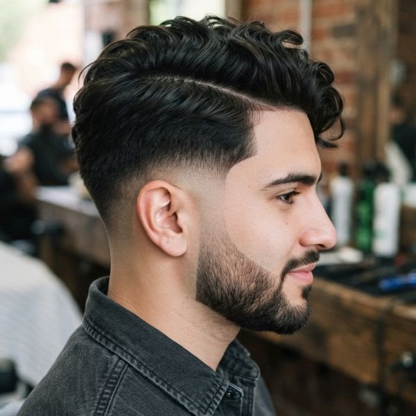 Textured Low Taper Fade Side Part