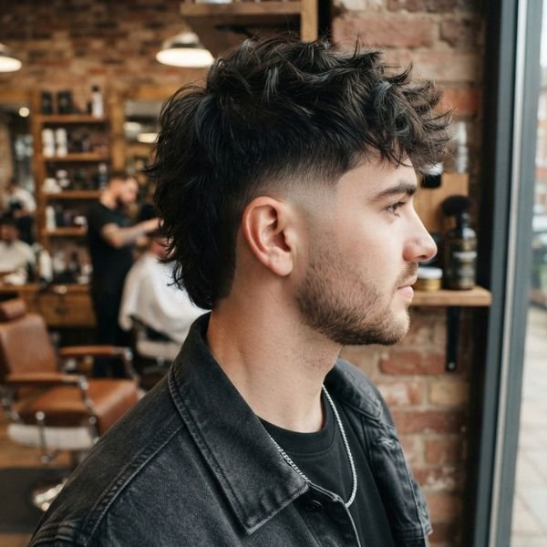 Messy Low Taper Fade Modern Mullet Haircut