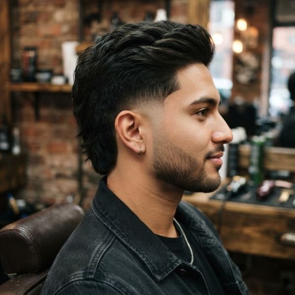 Short Low Taper Fade Modern Mullet Haircut