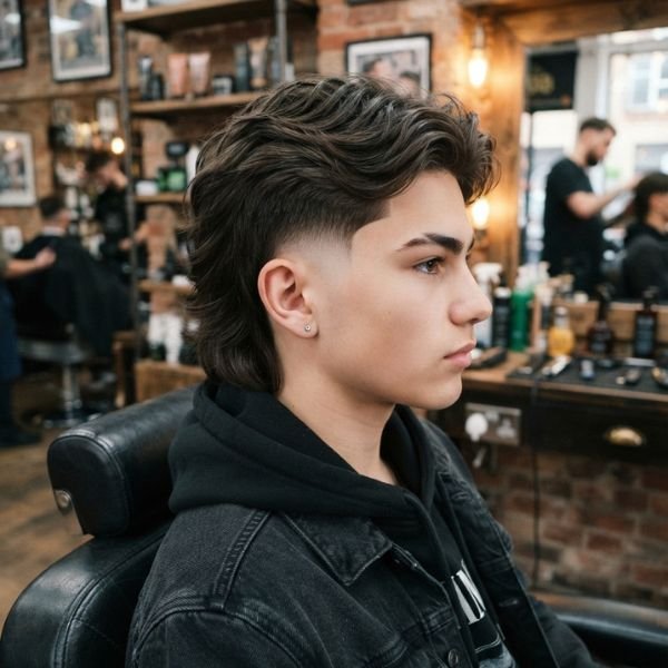 Teen Boy Low Taper Fade Modern Mullet Haircut