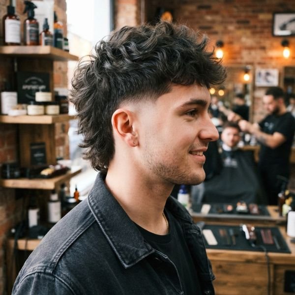 Fluffy Low Taper Fade Modern Mullet Haircut