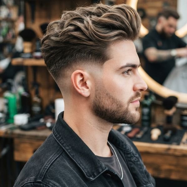 Full Textured Quiff with Low Skin Fade