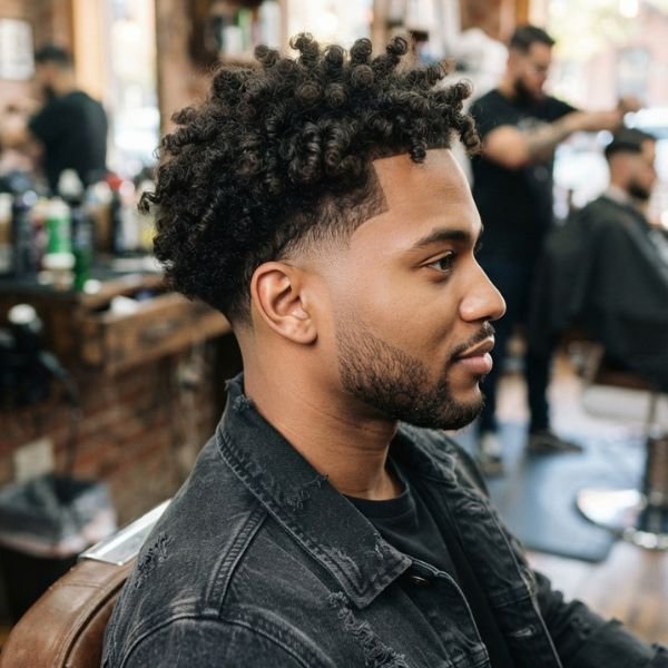 Mid Curly Burst Fade