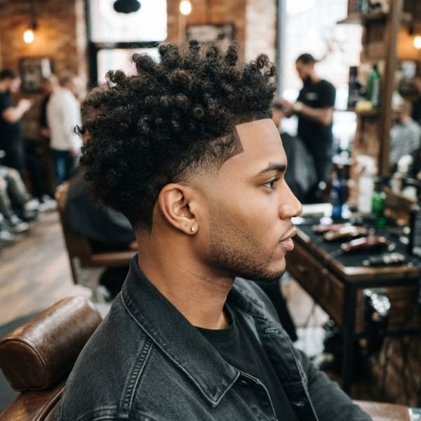 Taper Curly Burst Fade