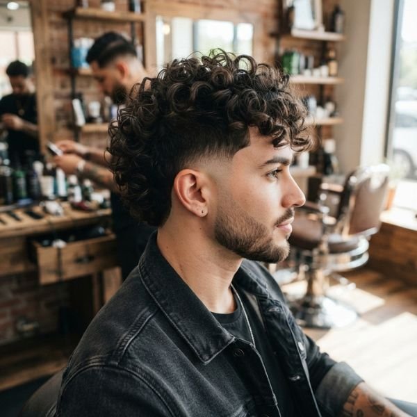 Long Curly Burst Fade