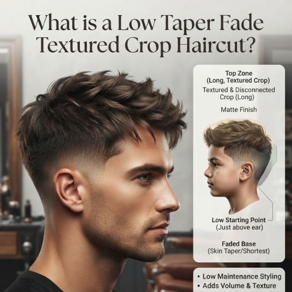 What is a Low Taper Fade Textured Crop Haircut?