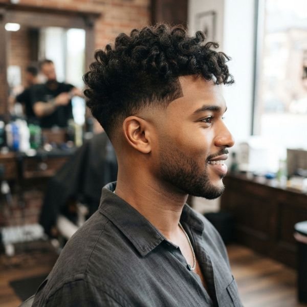 Low Taper Fade Textured Crop Haircut Curly