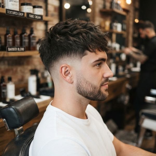 Thick Hair Textured Crop with Low Taper Fade