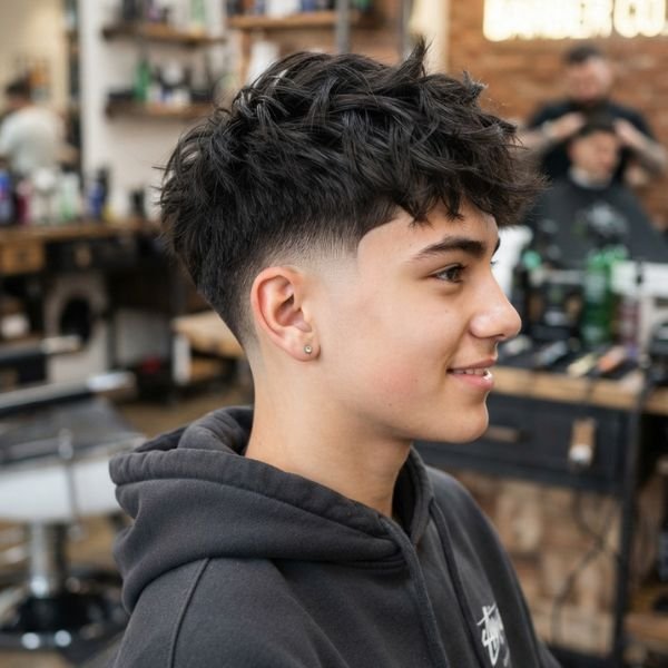 Low Taper Fade Textured Crop Haircut for Teen Boys