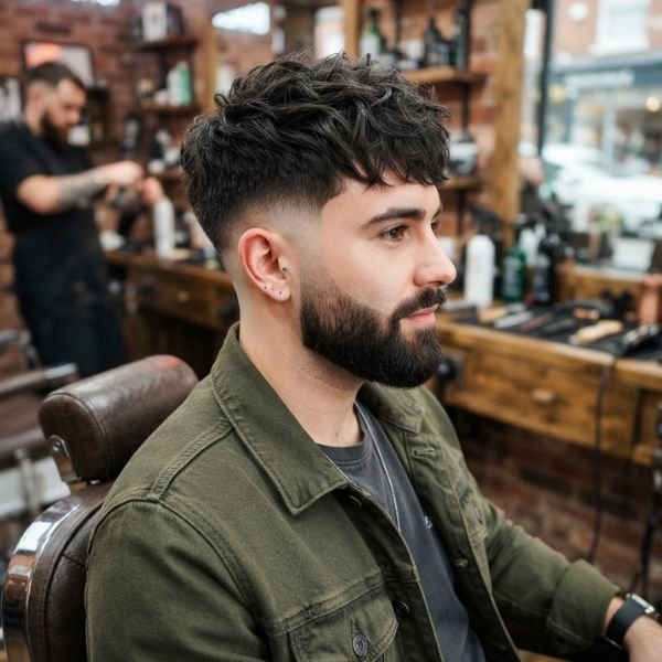 Low Taper Fade Textured Crop with Beard