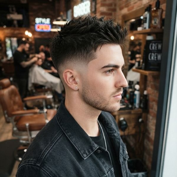 Spiky Textured Crop with Low Taper Fade