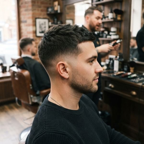 Textured Low Taper Fade Buzz Cut
