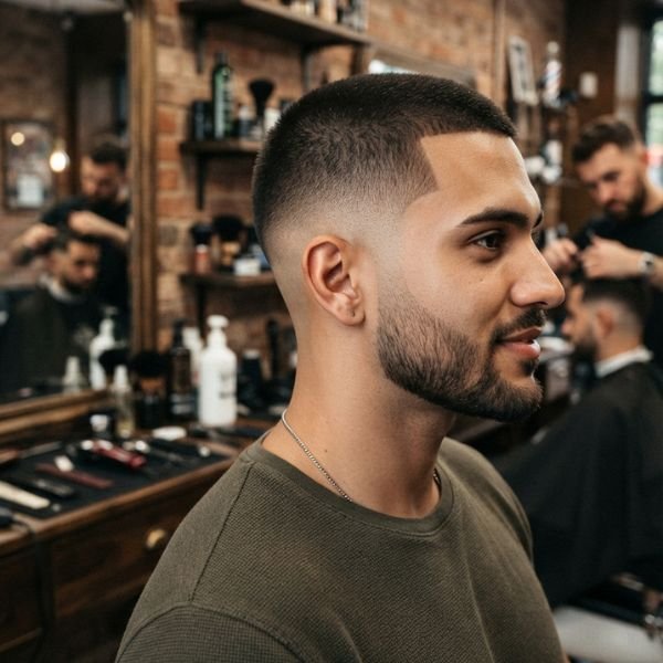 Buzz Cut with Beard and Low Taper Fade