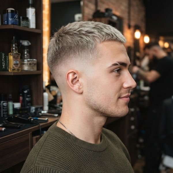 Blonde Low Taper Fade Buzz Cut
