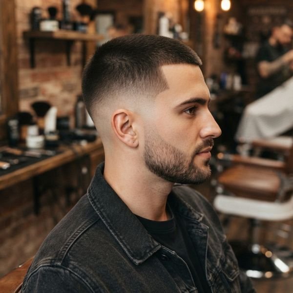 Straight Hair Low Taper Fade Buzz Cut