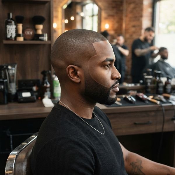 Buzz Cut with Sharp Edge Up