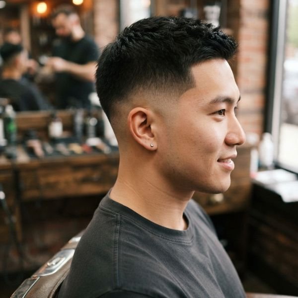 Low Taper Fade Buzz Cut for Asian Men