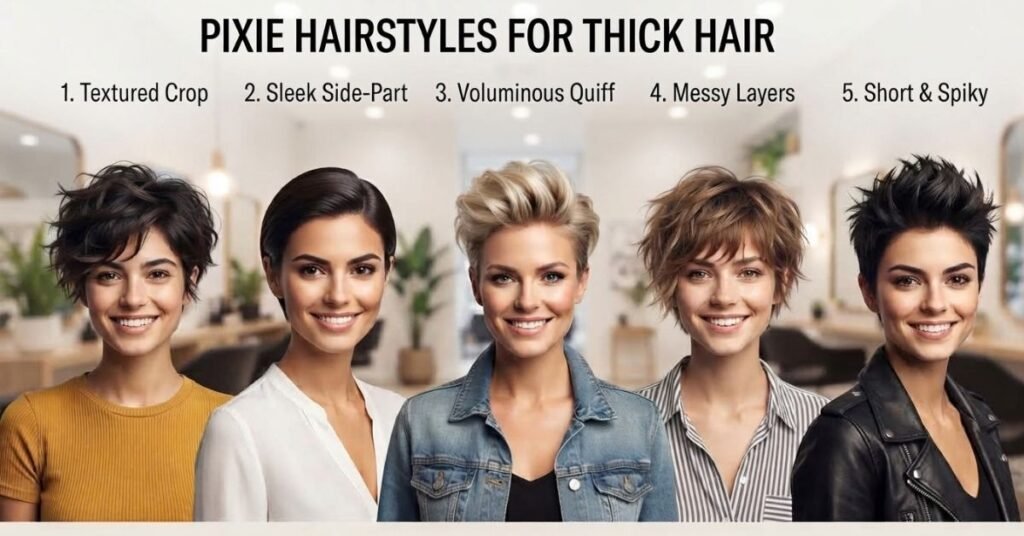 Styling pixie hairstyles for thick hair