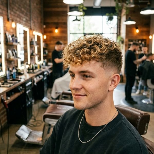 Blonde Curly Taper Fade