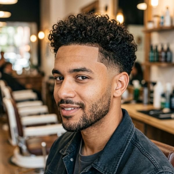 Classic Low Taper Fade Curly Hair