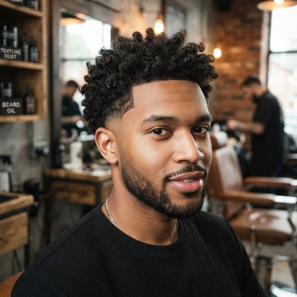 Curly Burst Fade for Thin Hair