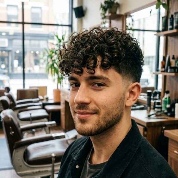Long Curly Top with Low Fade