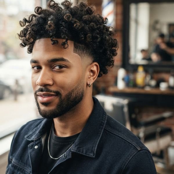 Loose Curly Burst Fade