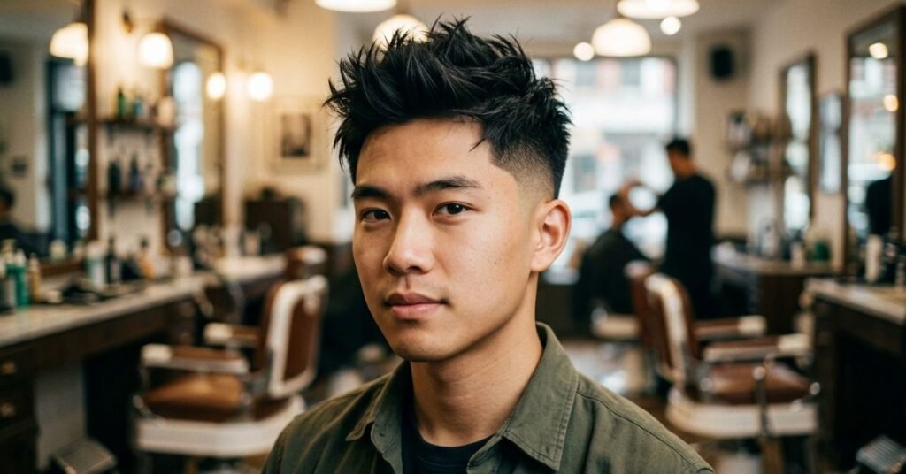 Low Taper Fade Asian Haircuts Spiky Hair