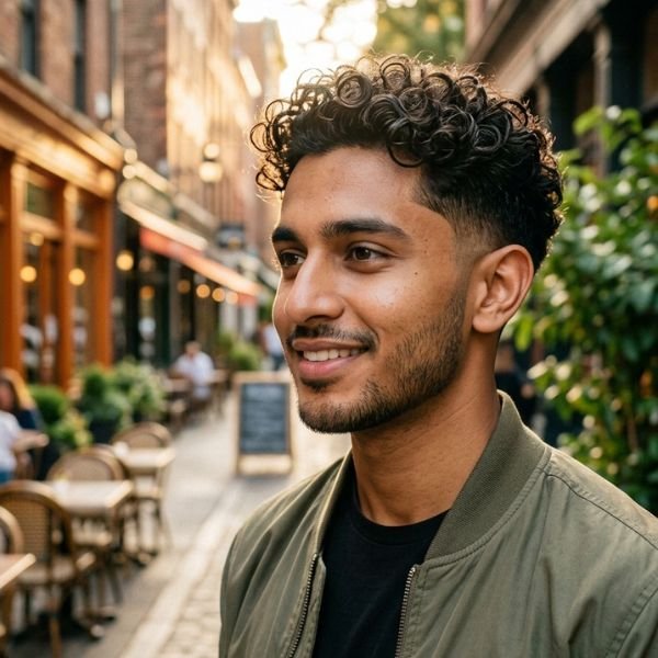 Low Taper Fade Curly Hair Short