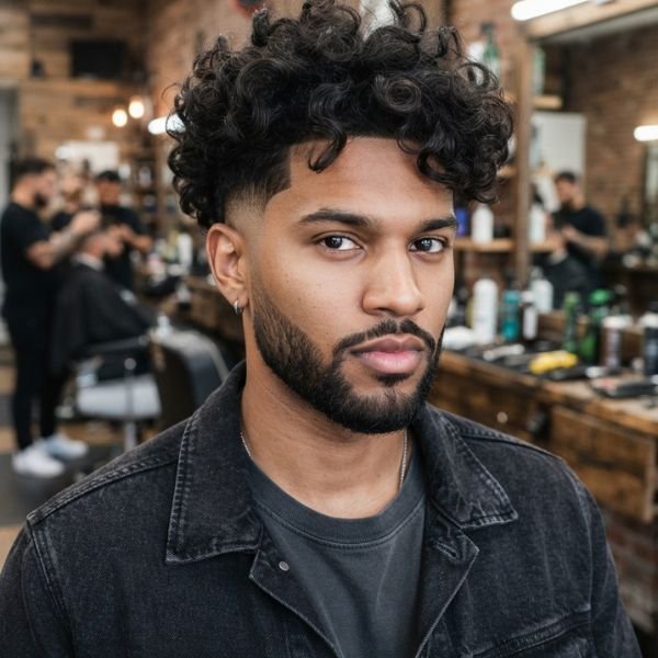 Messy Curly Burst Fade