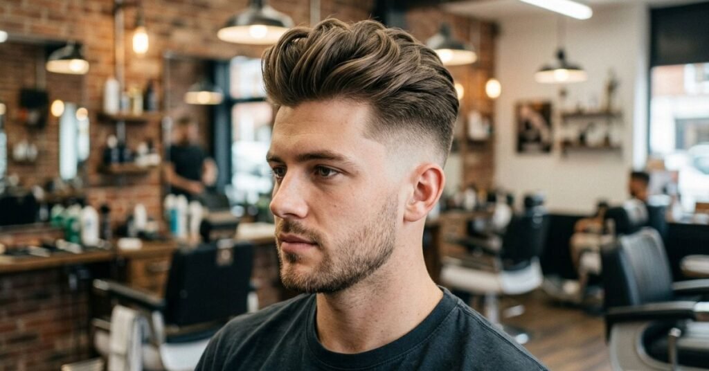 Natural Quiff with High Fade