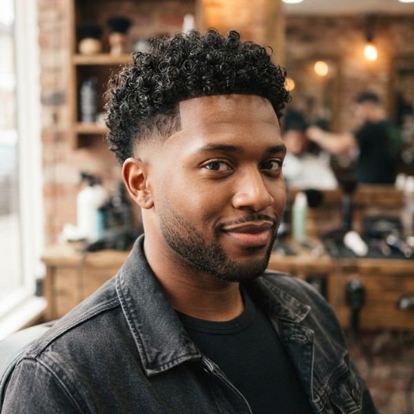 Short Curly Burst Fade