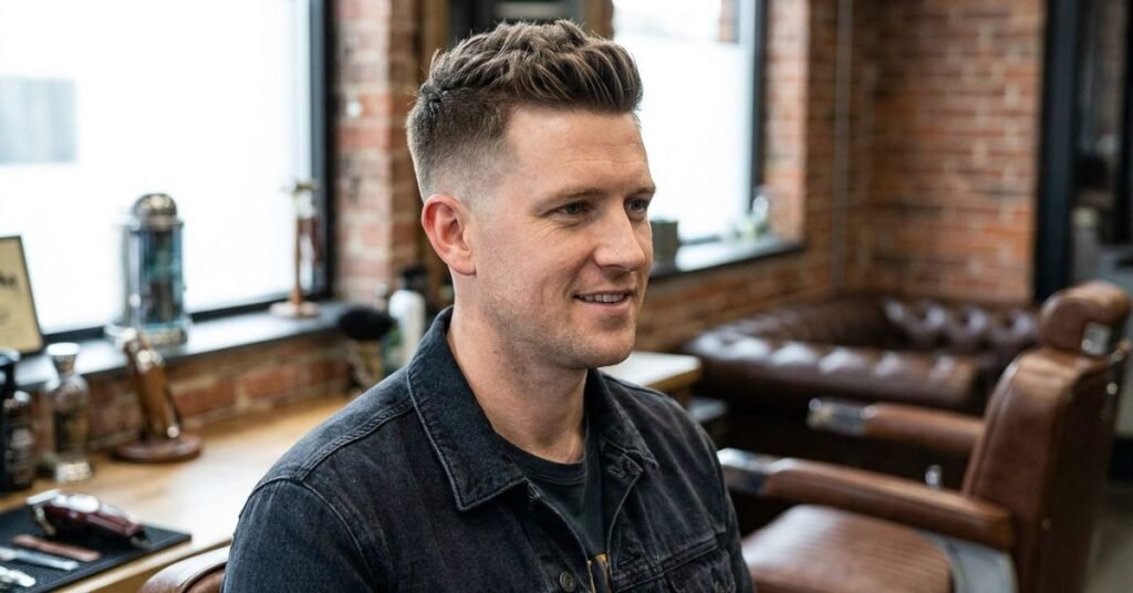Short Textured Quiff with Mid Fade