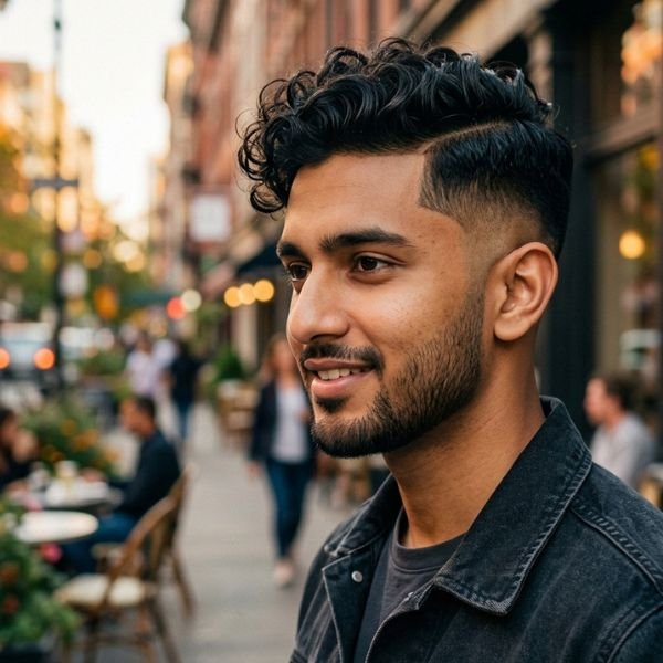 Side Part Curly Fade