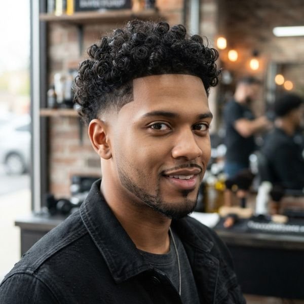 Taper Curly Burst Fade