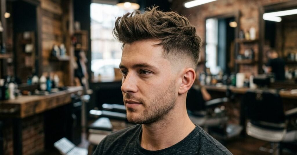 Tousled Short Quiff with Low Fade