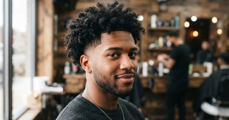 burst fade curly haircut